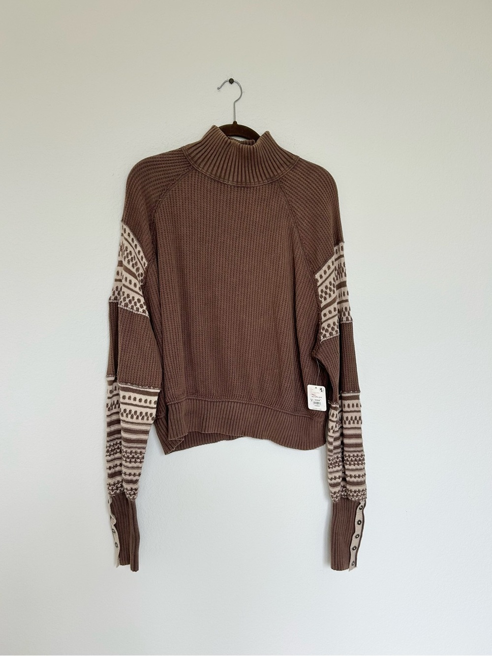 NWT Free People Get Cozy Pullover in Hot Fudge Combo - Picture 2 of 8